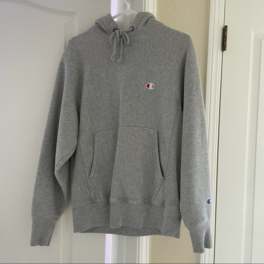 champion grey reverse weave hoodie